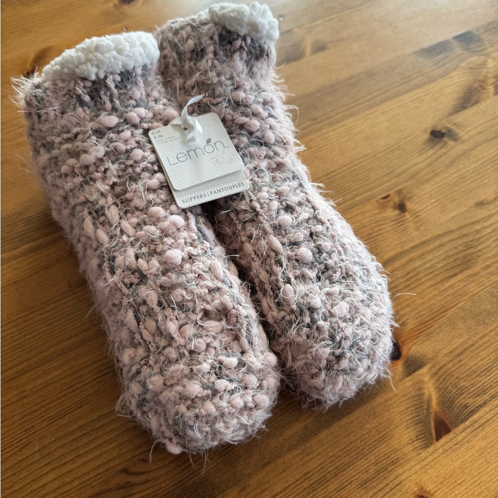 Lemon Soft Pink Slipper Socks